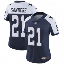 Womens Nike Dallas Cowboys 21 Deion Sanders Elite Navy Blue Throwback Alternate NFL Jersey