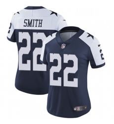 Womens Nike Dallas Cowboys 22 Emmitt Smith Navy Blue Throwback Alternate Vapor Untouchable Limited Player NFL Jersey