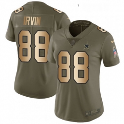 Womens Nike Dallas Cowboys 88 Michael Irvin Limited OliveGold 2017 Salute to Service NFL Jersey