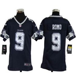 Nike Cowboys #9 Tony Romo Navy Blue Team Color Youth Stitched NFL Elite Jersey