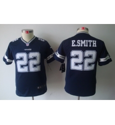Youth Nike Dallas Cowboys 22# E.SMITH Blue Color Limited Jerseys