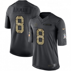 Youth Nike Dallas Cowboys 8 Troy Aikman Limited Black 2016 Salute to Service NFL Jersey