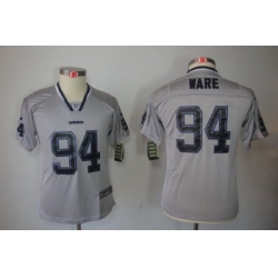 Youth Nike Dallas Cowboys #94 DeMarcus Ware Grey Jerseys[Elite Lights Out]