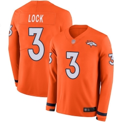 Broncos 3 Drew Lock Orange Team Color Men Stitched Football Limited Therma Long Sleeve Jersey