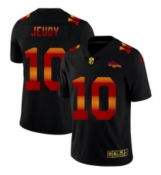 Denver Broncos 10 Jerry Jeudy Men Black Nike Red Orange Stripe Vapor Limited NFL Jersey