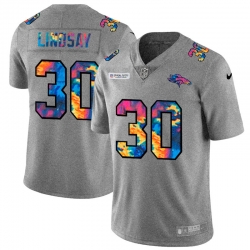 Denver Broncos 30 Phillip Lindsay Men Nike Multi Color 2020 NFL Crucial Catch NFL Jersey Greyheather