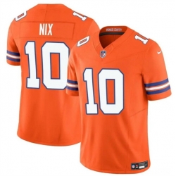 Men Denver Broncos 10 Bo Nix Orange F U S E  Mile High Collection 1977 Throwback Vapor Limited Stitched Football Jersey