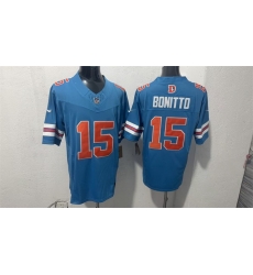Men Denver Broncos  15 Nik Bonitto Blue F U S E  With Patch Throwback Vapor Limited Stitched Football Jersey