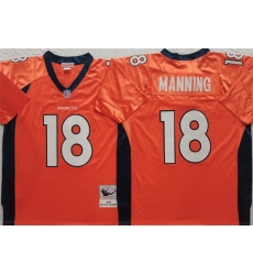 Men Denver Broncos 18 Peyton Manning Orange Throwback Stitched Jersey