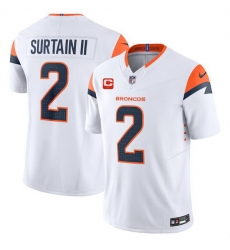 Men Denver Broncos 2 Pat Surtain II White 2024 F U S E  Wit 1 Star C Patch Vapor Limited Stitched Football Jersey