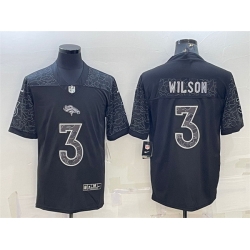 Men Denver Broncos 3 Russell Wilson Black Reflective Limited Stitched Football Jersey