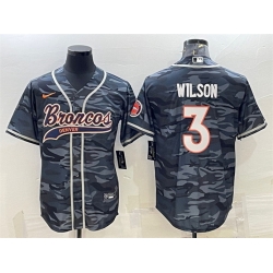 Men Denver Broncos 3 Russell Wilson Grey Camo With Patch Cool Base Stitched Baseball Jersey