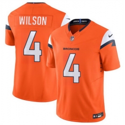 Men Denver Broncos 4 Zach Wilson Orange 2024 F U S E  Vapor Limited Stitched Football Jersey