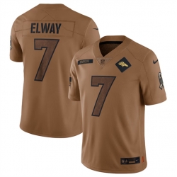 Men Denver Broncos 7 John Elway 2023 Brown Salute To Service Limited Stitched Football Jersey