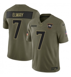 Men Denver Broncos 7 John Elway Olive 2025 F U S E  Salute to Service Limited Stitched Football Jersey