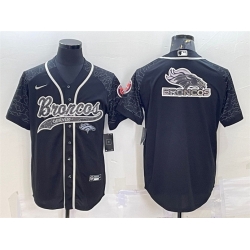 Men Denver Broncos Black Reflective Team Big Logo With Patch Cool Base Stitched Baseball Jersey