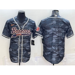 Men Denver Broncos Blank Grey Camo With Patch Cool Base Stitched Baseball Jersey