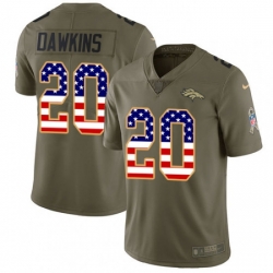 Men Nike Denver Broncos 20 Brian Dawkins Limited OliveUSA Flag 2017 Salute to Service NFL Jersey