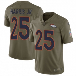 Men Nike Denver Broncos 25 Chris Harris Jr Limited Olive 2017 Salute to Service NFL Jersey