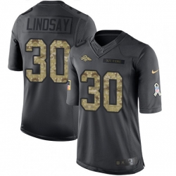 Men Nike Denver Broncos 30 Phillip Lindsay Limited Black 2016 Salute to Service NFL Jersey