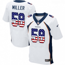 Men Nike Denver Broncos 58 Von Miller Elite White Road USA Flag Fashion NFL Jersey