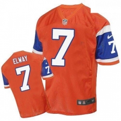 Men Nike Denver Broncos 7 John Elway Elite Orange Throwback NFL Jersey