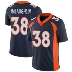 Men Nike Denver Broncos Jaleel McLaughlin #38 Blue Vapor Limited Stitched Jersey