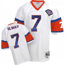 Mitchell And Ness Denver Broncos 7 John Elway White With 75TH Patch Authentic Throwback NFL Jersey