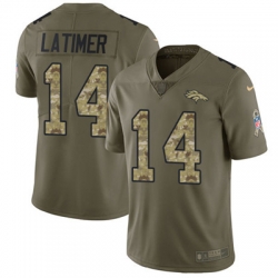 Nike Broncos #14 Cody Latimer Olive Camo Mens Stitched NFL Limited 2017 Salute To Service Jersey