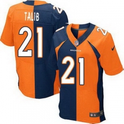 Nike Broncos #21 Aqib Talib Orange Navy Blue Mens Stitched NFL Elite Split Jersey