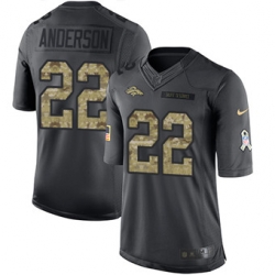 Nike Broncos #22 C J Anderson Black Mens Stitched NFL Limited 2016 Salute to Service Jersey