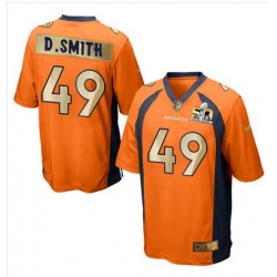 Nike Broncos #49 Dennis Smith Orange Team Color Mens Stitched NFL Game Super Bowl 50 Collection Jersey