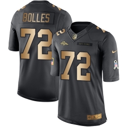 Nike Broncos #72 Garett Bolles Black Mens Stitched NFL Limited Gold Salute To Service Jersey