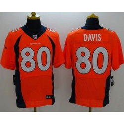 Nike Broncos #80 Vernon Davis Orange Team Color Mens Stitched NFL New Elite Jersey