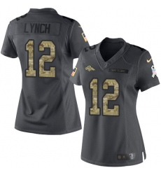 Nike Broncos #12 Paxton Lynch Black Womens Stitched NFL Limited 2016 Salute to Service Jersey