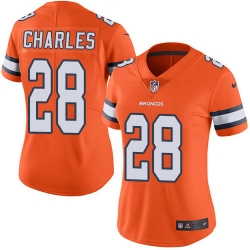 Nike Broncos #28 Jamaal Charles Orange Womens Stitched NFL Limited Rush Jersey