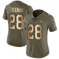 Nike Broncos #28 Royce Freeman Olive Gold Womens Stitched NFL Limited 2017 Salute to Service Jersey