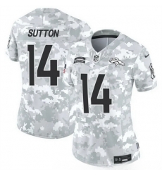 Women Denver Broncos 14 Courtland Sutton 2024 F U S E Arctic Camo Salute To Service Limited Stitched Jersey