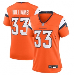Women Denver Broncos 33 Javonte Williams Orange 2024 Stitched Jersey