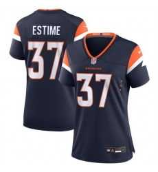 Women Denver Broncos 37 Audric Estime Navy 2024 Alternate Stitched Jersey