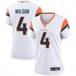 Women Denver Broncos 4 Zach Wilson White 2024 Stitched Jersey