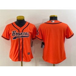 Women Denver Broncos Blank Orange With Patch Cool Base Stitched Baseball Jersey