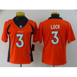 Women Nike Broncos 3 Drew Lock Orange Women Vapor Untouchable Limited Jersey