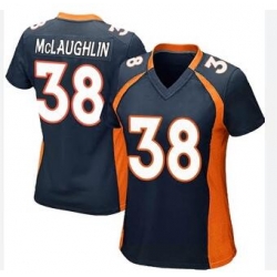 Women Nike Denver Broncos Jaleel McLaughlin #38 Blue Vapor Limited Stitched Jersey