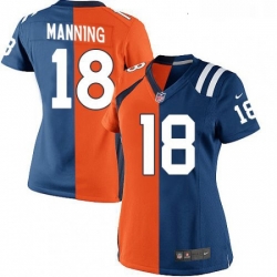 Womens Nike Denver Broncos 18 Peyton Manning Game Navy BlueWhite Split Fashion NFL Jersey