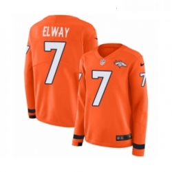 Womens Nike Denver Broncos 7 John Elway Limited Orange Therma Long Sleeve NFL Jersey