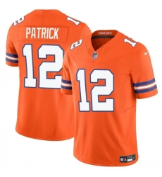 Youth Denver Broncos 12 Tim Patrick Orange F U S E  Mile High Collection 1977 Throwback Vapor Limited Stitched Football Jersey