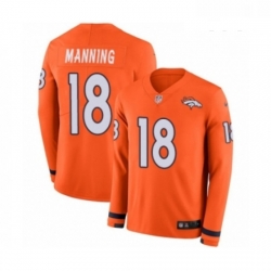 Youth Nike Denver Broncos 18 Peyton Manning Limited Orange Therma Long Sleeve NFL Jersey