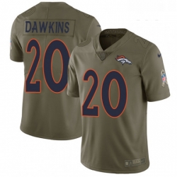 Youth Nike Denver Broncos 20 Brian Dawkins Limited Olive 2017 Salute to Service NFL Jersey