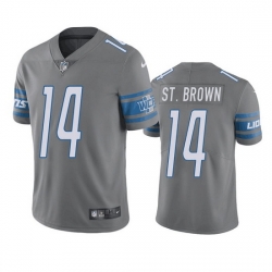 Men Detroit Lions 14 Mon Ra St Brown Grey Vapor Untouchable Limited Stitched jersey